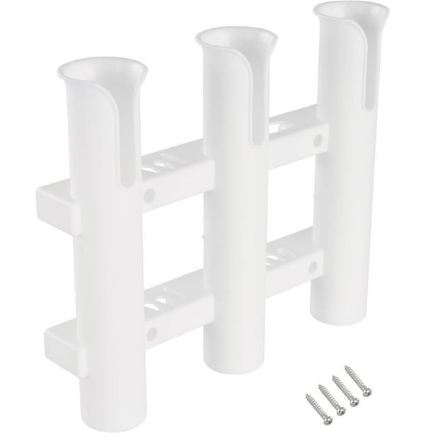 Plastic White 3 Tube Fishing Rod Holder Rack for Marine Boat Car RV w//Tools Slot